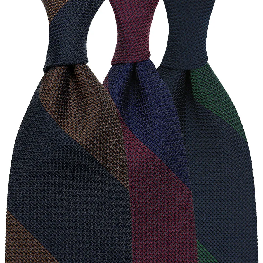 3x Block Stripe Fina Grenadine Ties - Colors Selectable