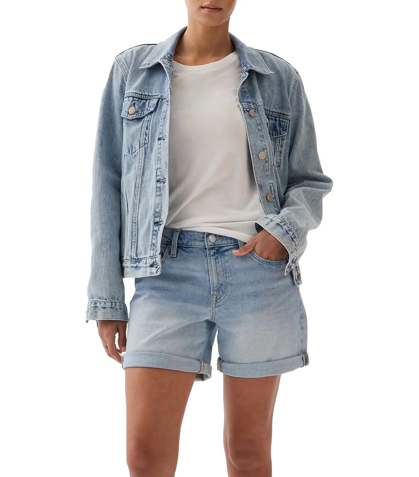 5" Mid Rise Denim Shorts