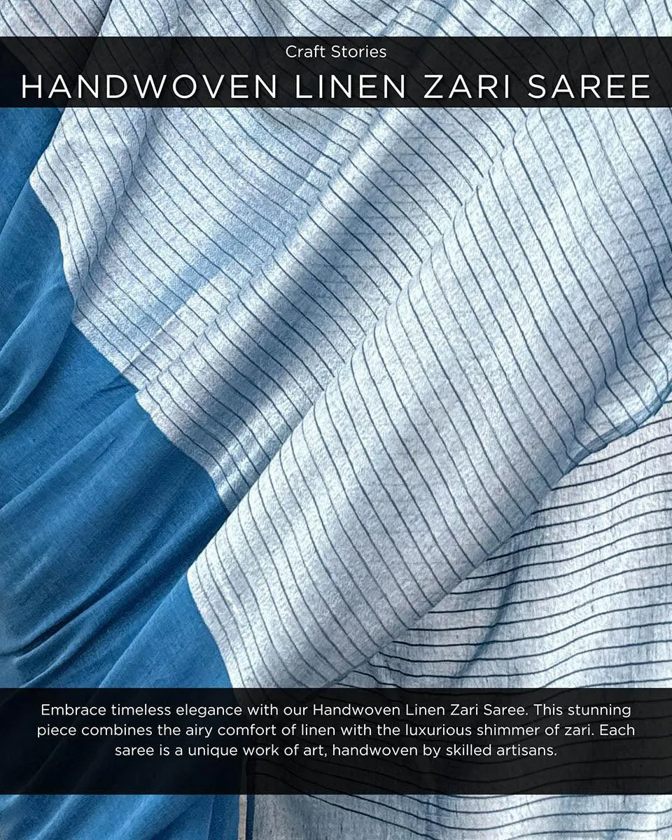 Anumeha Handwoven Linen Zari Saree - Jheel