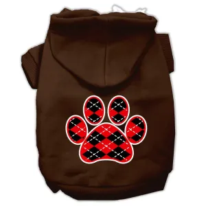 Argyle Paw Red Screen Print Pet Hoodies Brown Size XS (8)