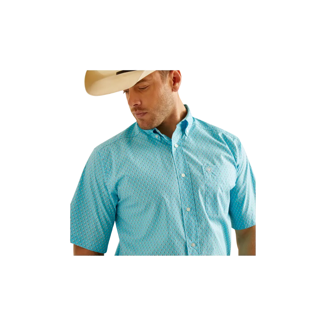 Ariat Men's Kaleb Classic Fit Print Sky Blue Shirt