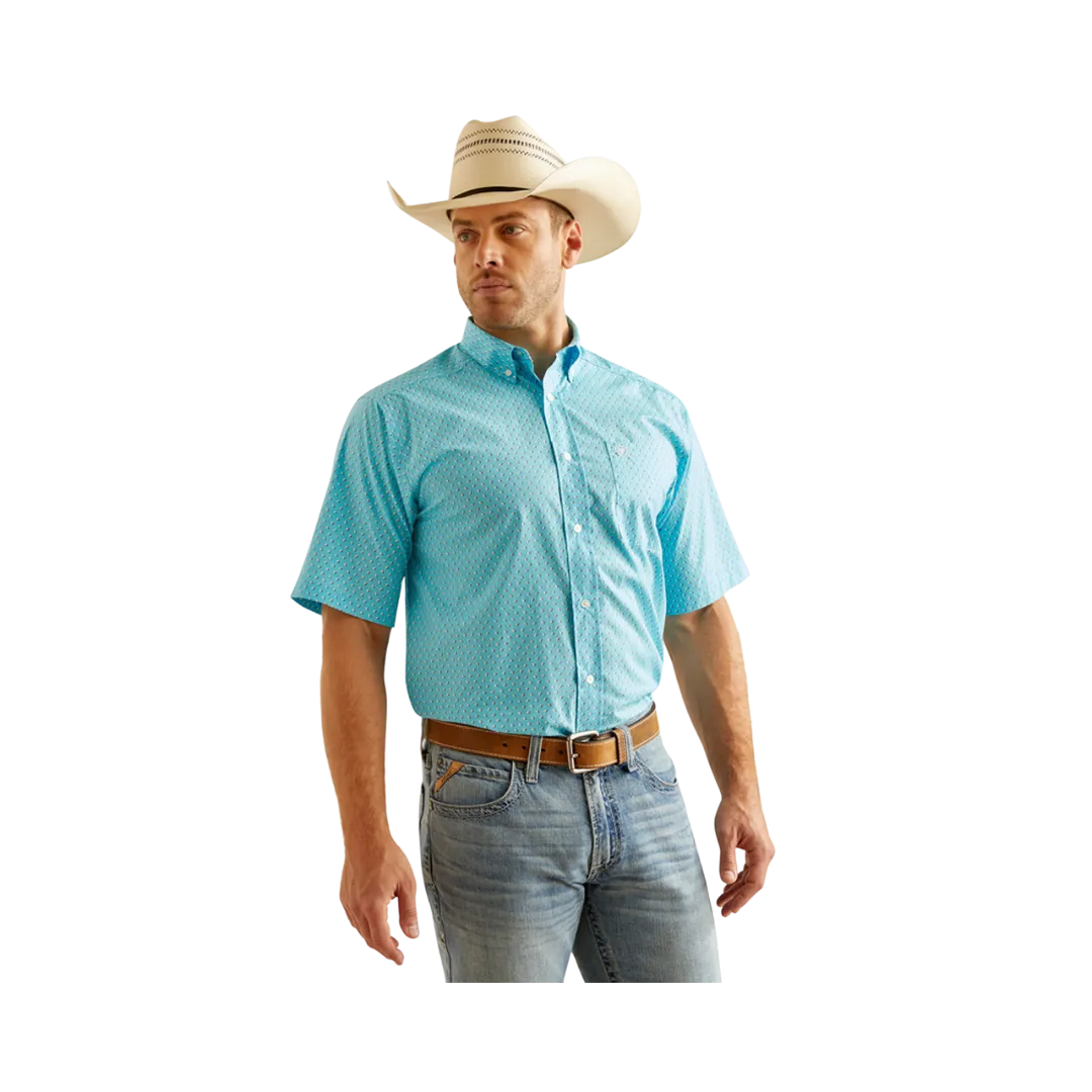 Ariat Men's Kaleb Classic Fit Print Sky Blue Shirt