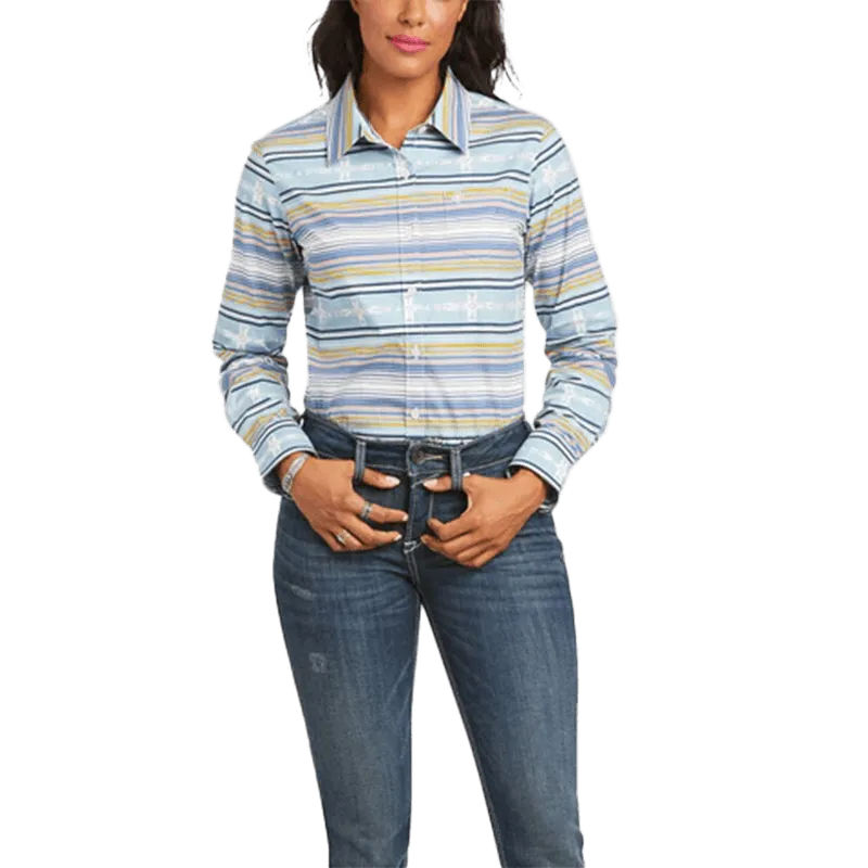 Ariat Women's Long Sleeve Kirby Azure Slate Button-Up Shirt