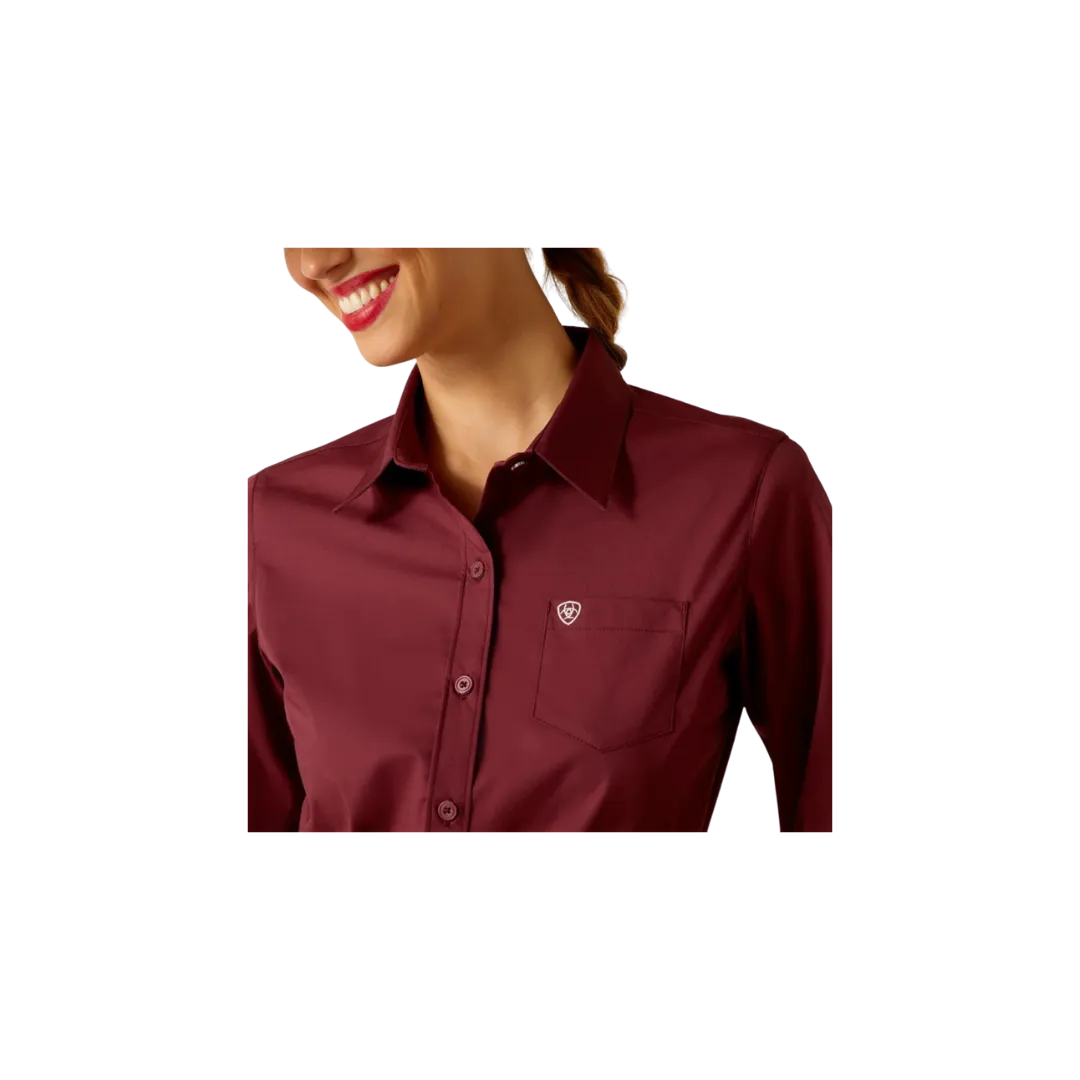 Ariat Women's Wrinkle Resist Kirby Burgundy Shirt