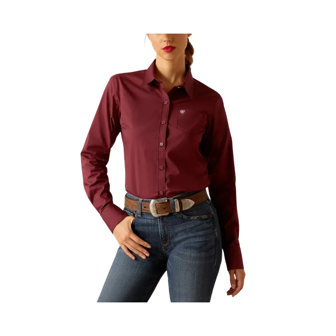 Ariat Women's Wrinkle Resist Kirby Burgundy Shirt