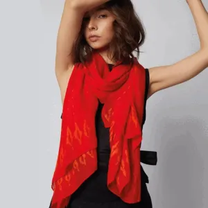 Bamboo Scarf-Vibrant Rio Print Scarf in Red, Fuschia & Orange