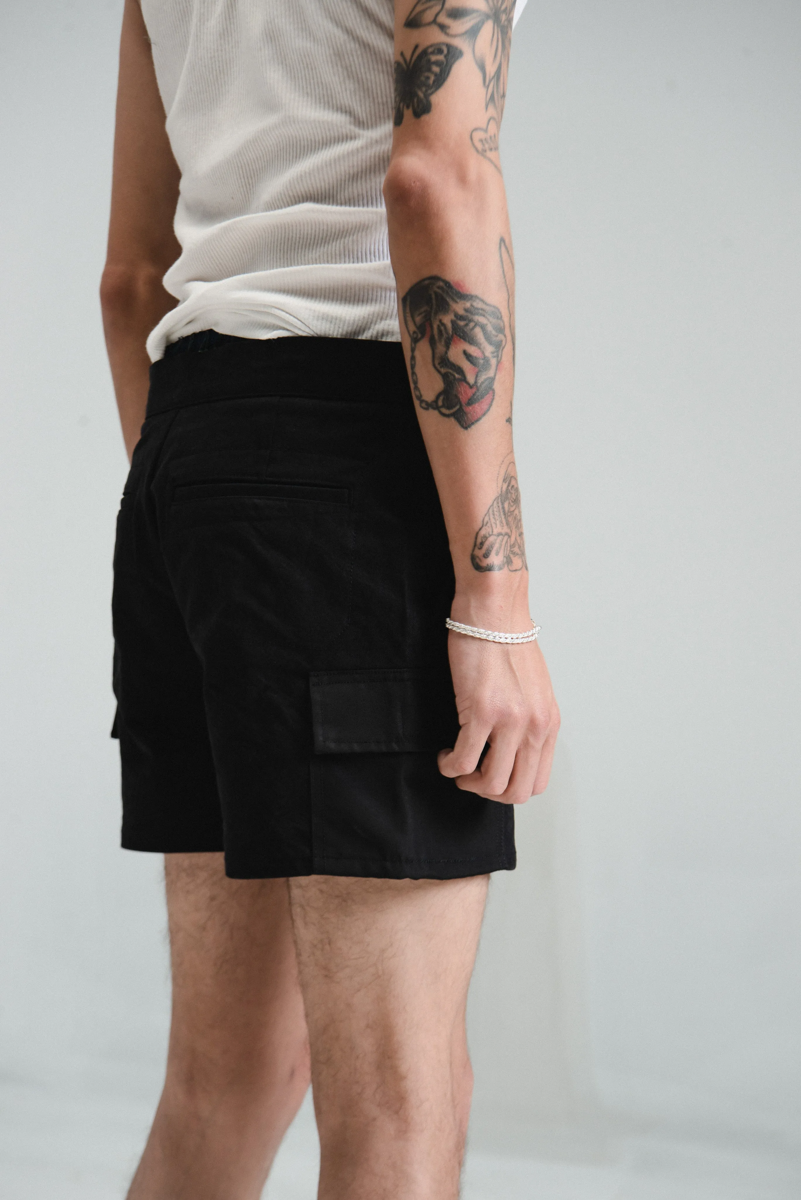 Black Heavy Canvas Action Shorts