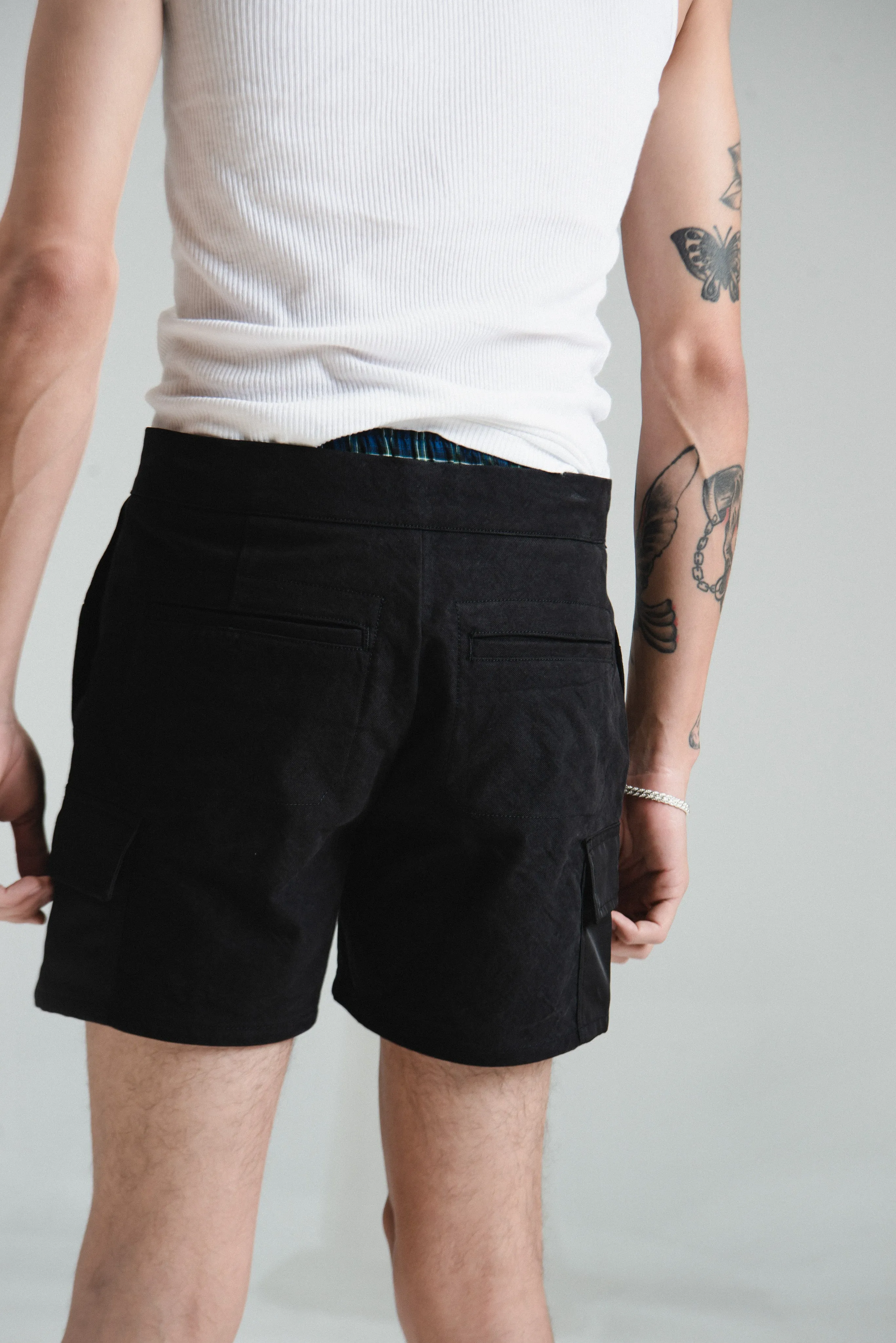 Black Heavy Canvas Action Shorts