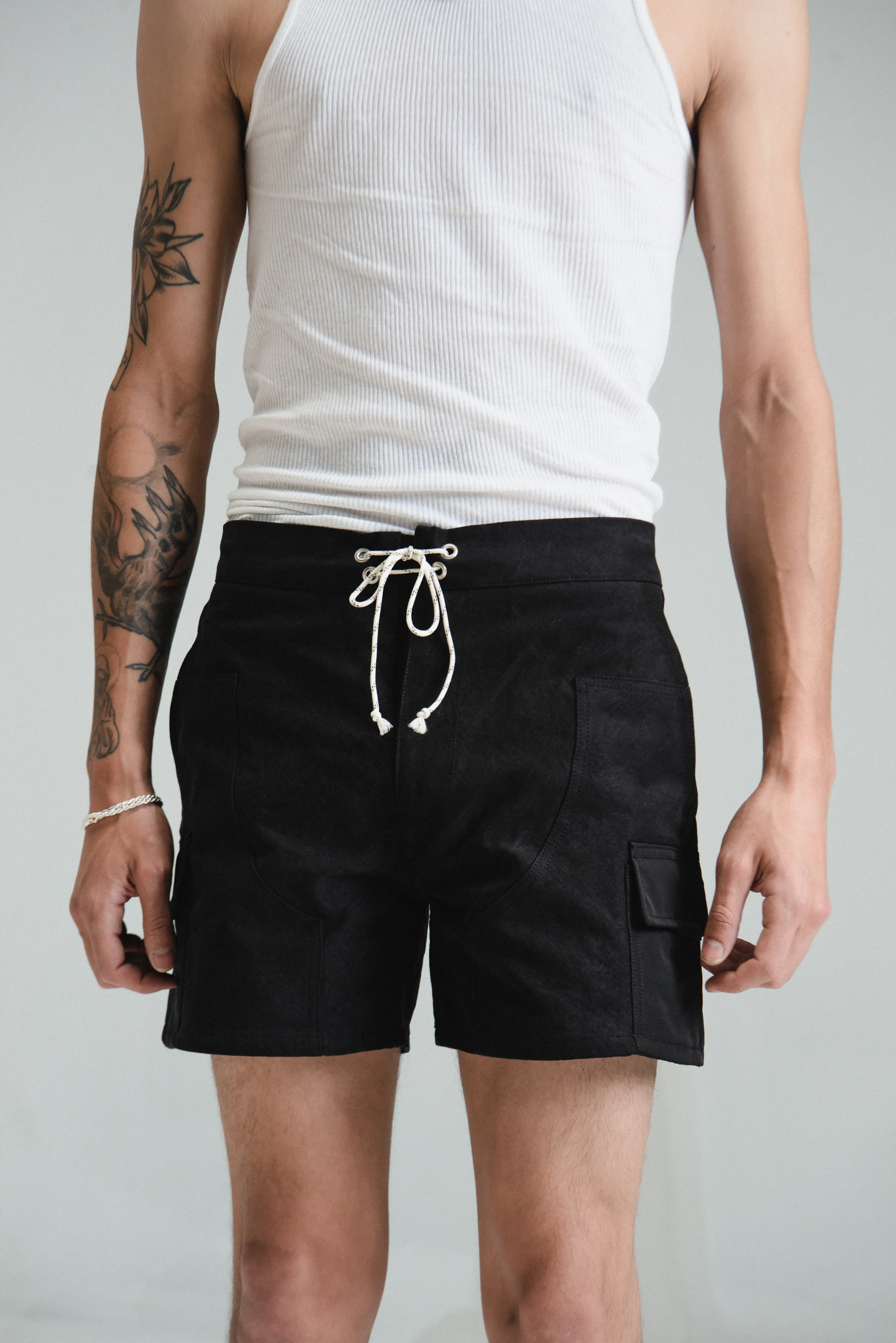 Black Heavy Canvas Action Shorts