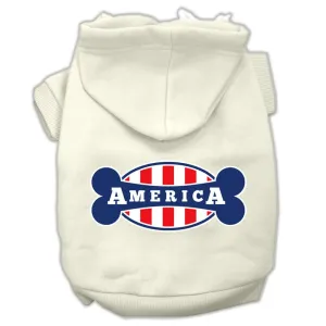 Bonely In America Screen Print Pet Hoodies Cream Size Med (12)