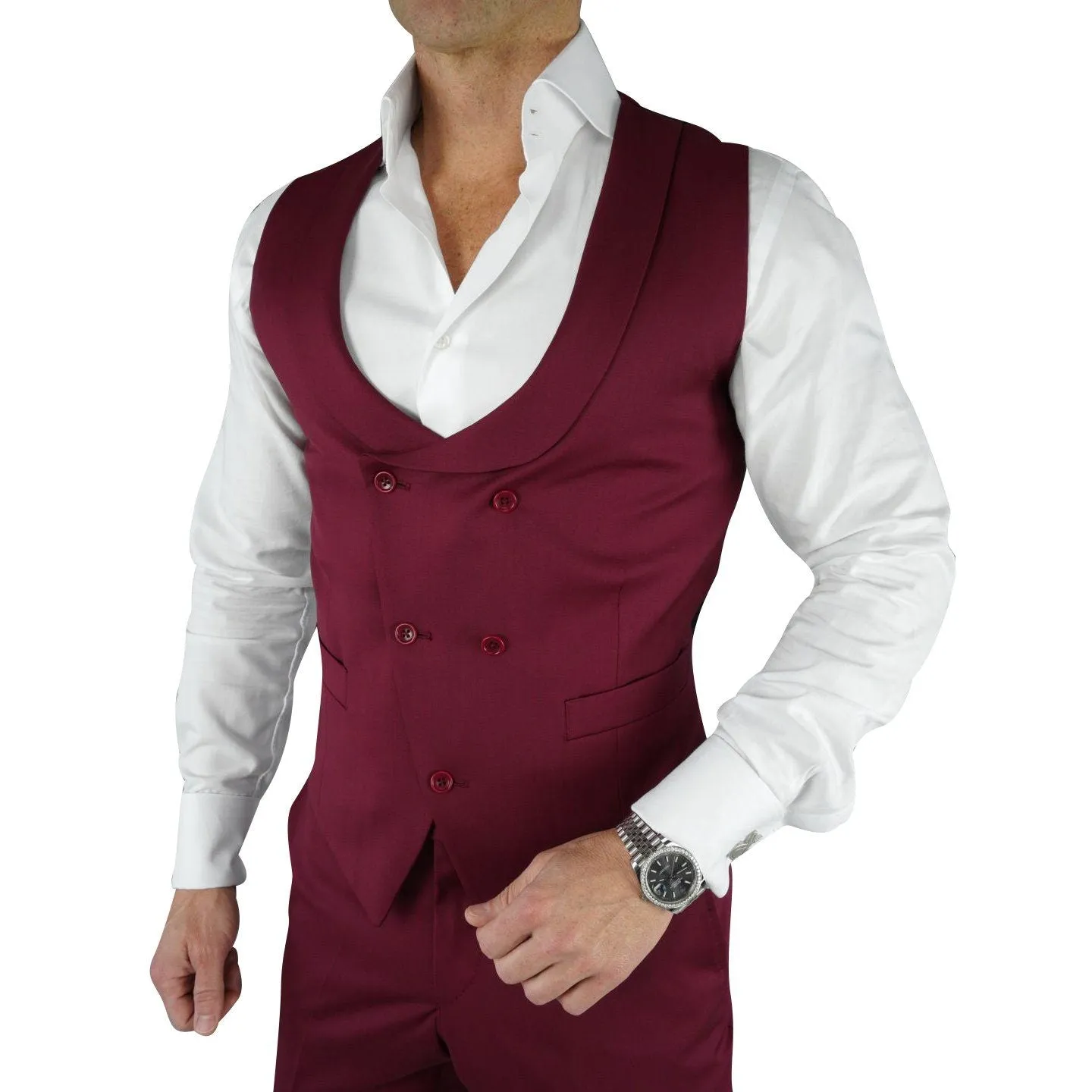 Burgundy Double Breasted Waistcoat @ The Vault