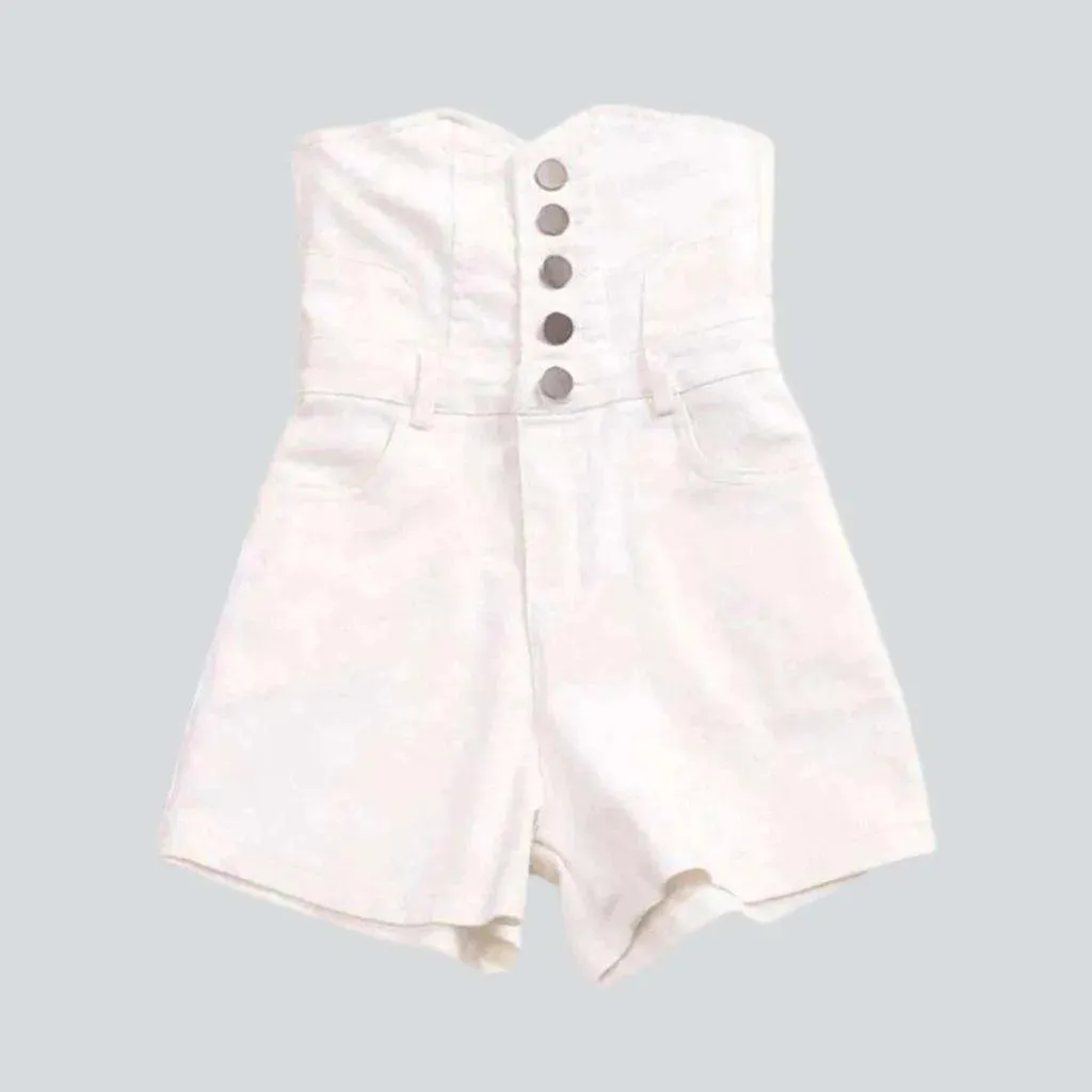 Buttoned corset women's denim shorts