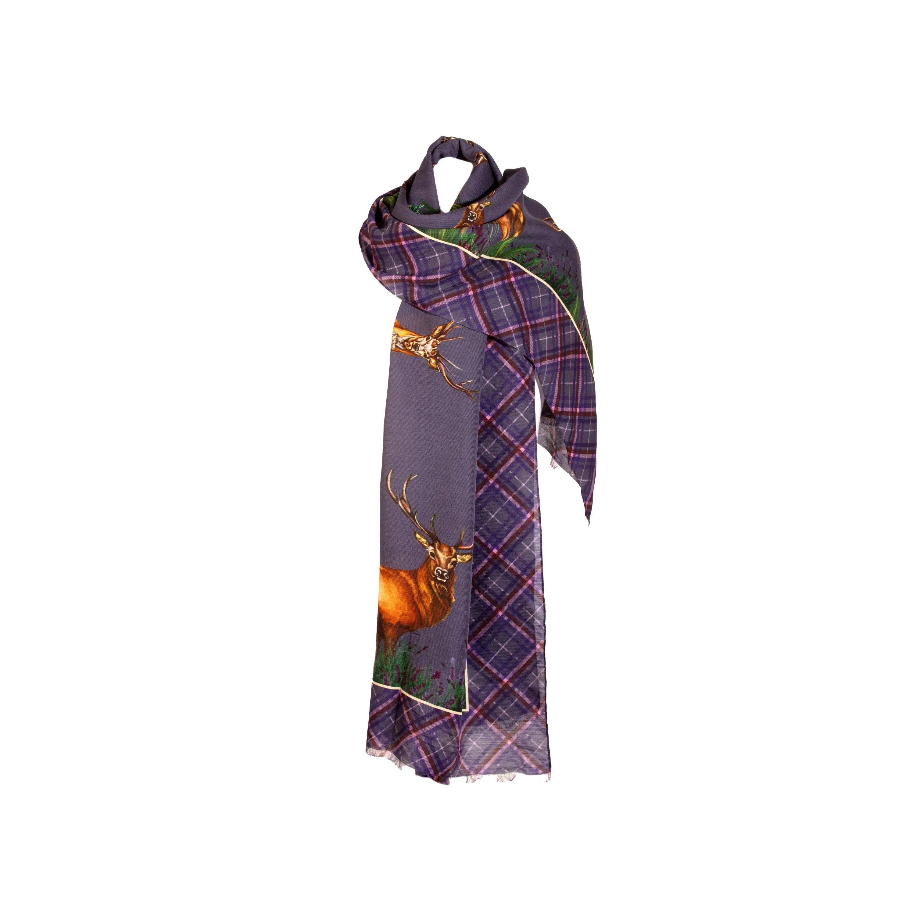 Caledonia Soft Amethyst Purple Wool Silk Wrap Scarf