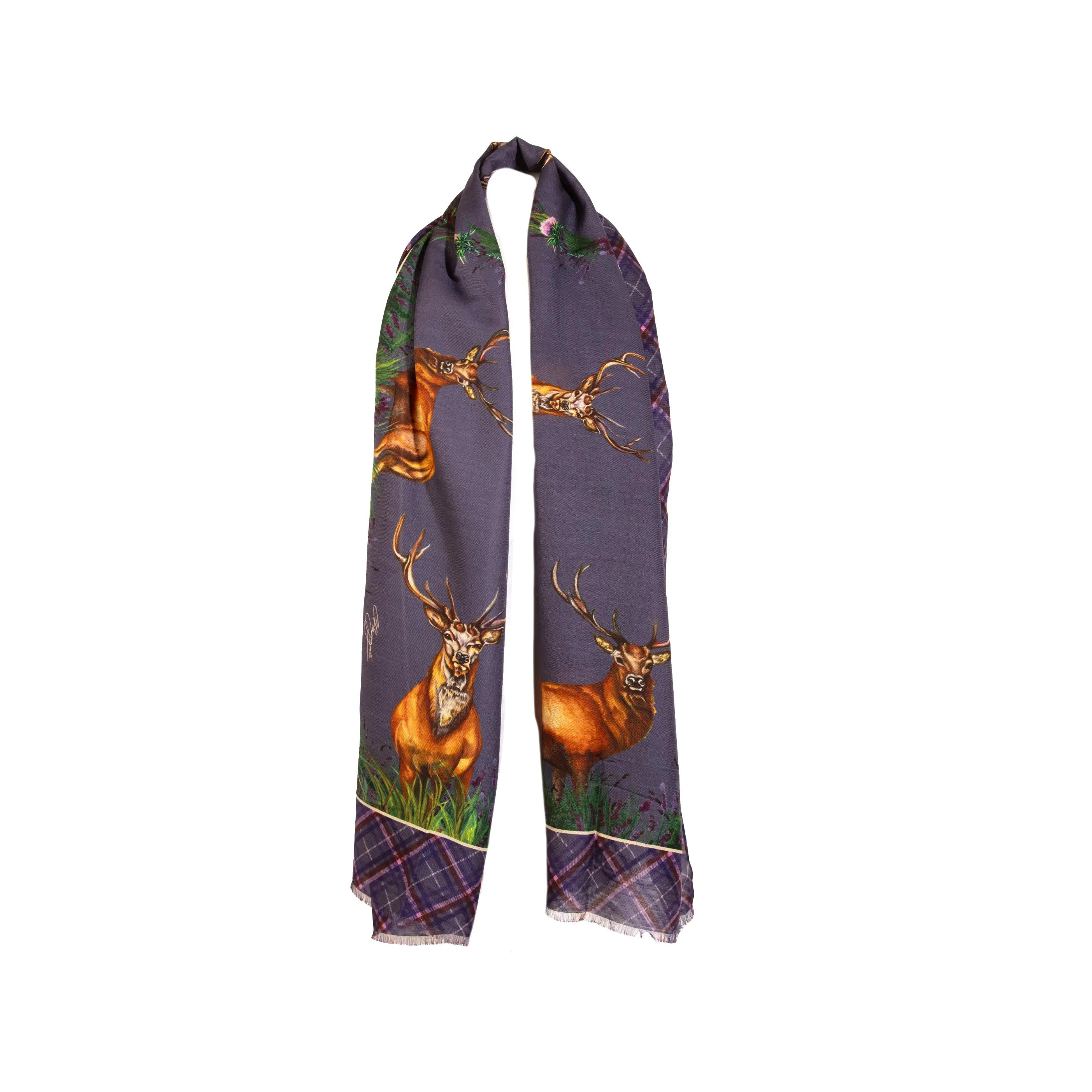 Caledonia Soft Amethyst Purple Wool Silk Wrap Scarf