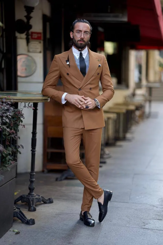 Camel Double Breasted Suit