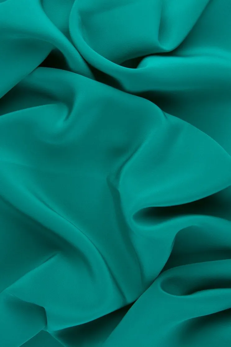 Caribbean Green Silk Crepe de Chine Fabric