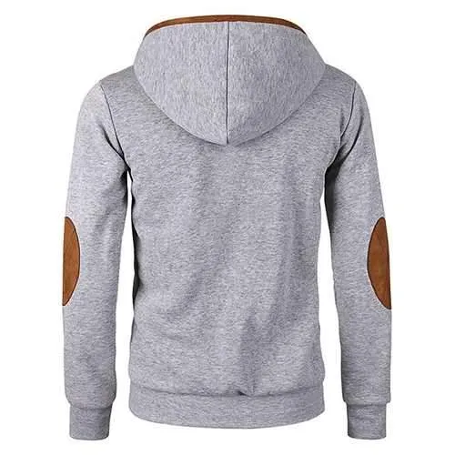 Casual Zipper Deerskin Stitching Sport Hoodies