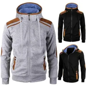 Casual Zipper Deerskin Stitching Sport Hoodies