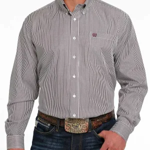 Cinch Men's White and Purple Stripe Long Sleeve Western Shirt