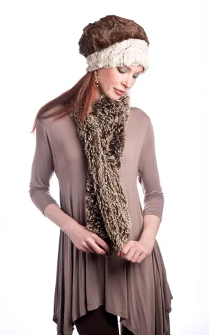 Classic Scarf - Silver Tipped Fox Faux Fur in Brown (Classic Dye Lots - Standard Size Only)