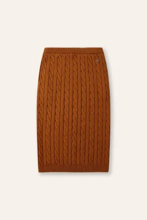 CM cotton cable-knit skirt (Caramel)