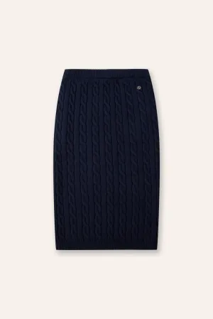 CM cotton cable-knit skirt (Navy)