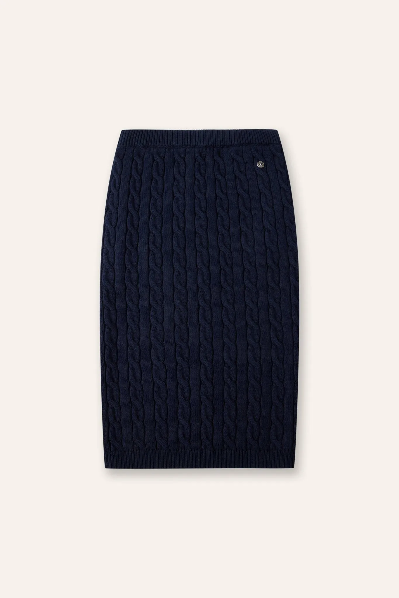 CM cotton cable-knit skirt (Navy)