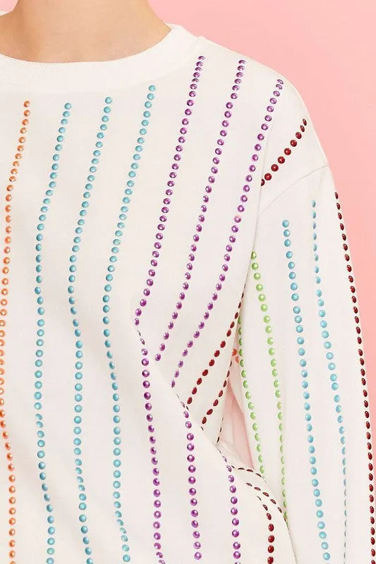 Colorful Studs French Terry Crewneck