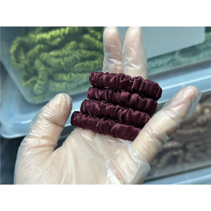 Deep Red silk scrunchies mini