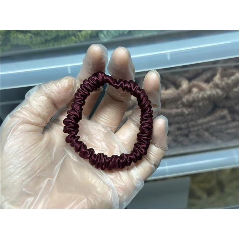 Deep Red silk scrunchies mini