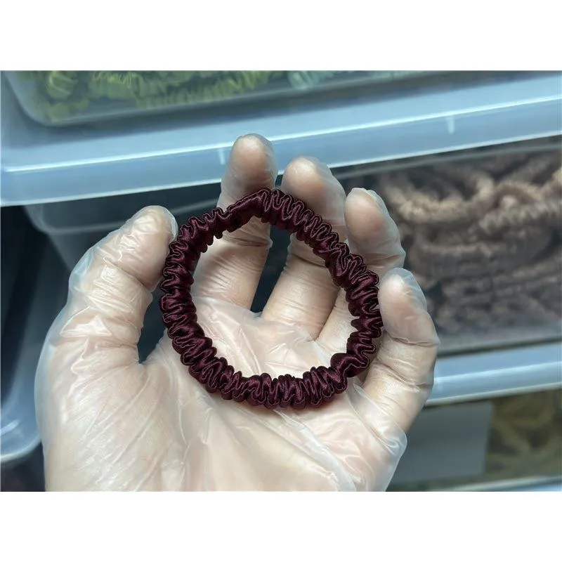 Deep Red silk scrunchies mini