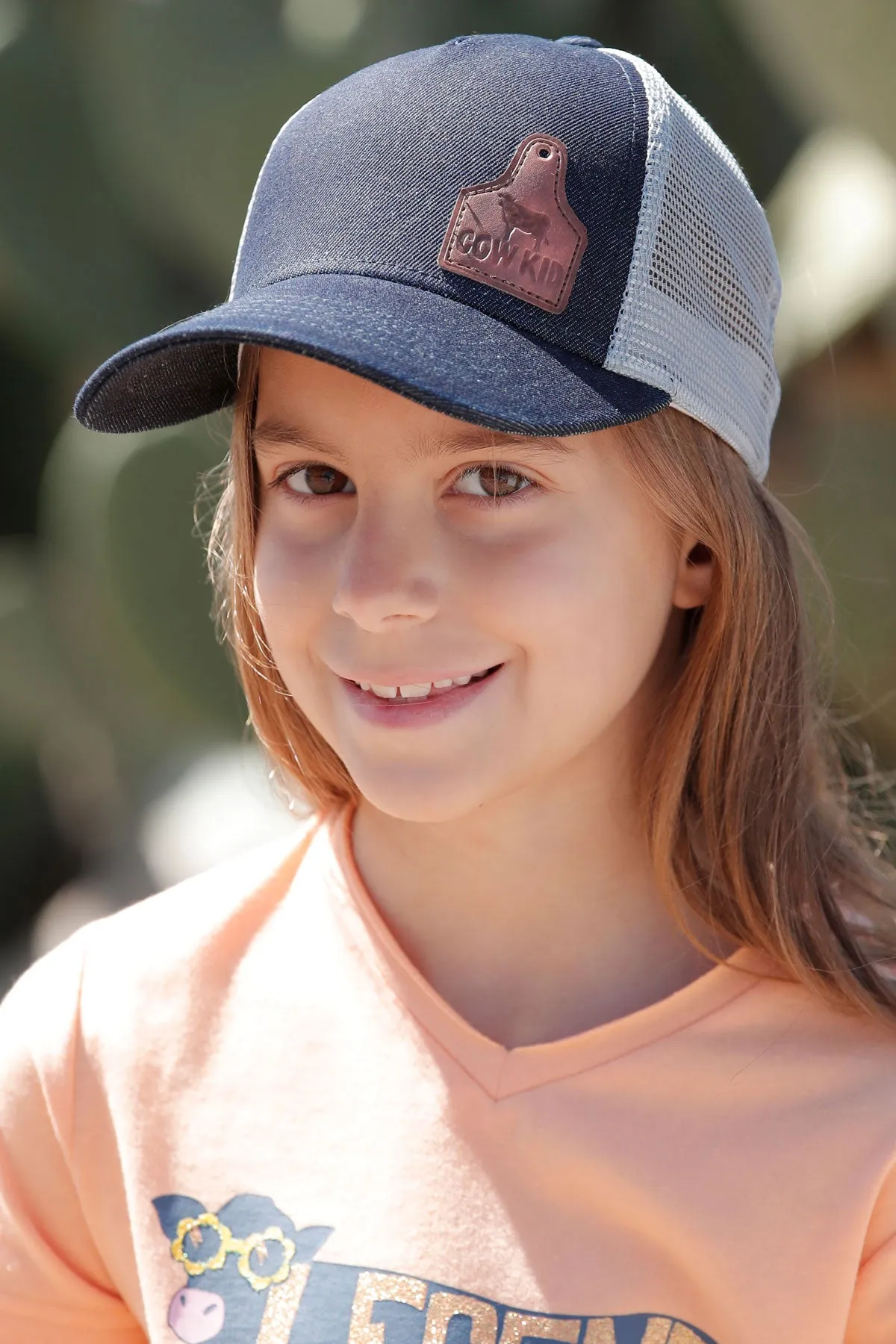 Denim/White Cow Kid Ballcap for Kids from Cruel Girl