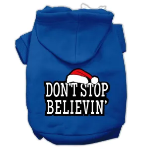 Don't Stop Believin' Screenprint Pet Hoodies Blue Size S (10)