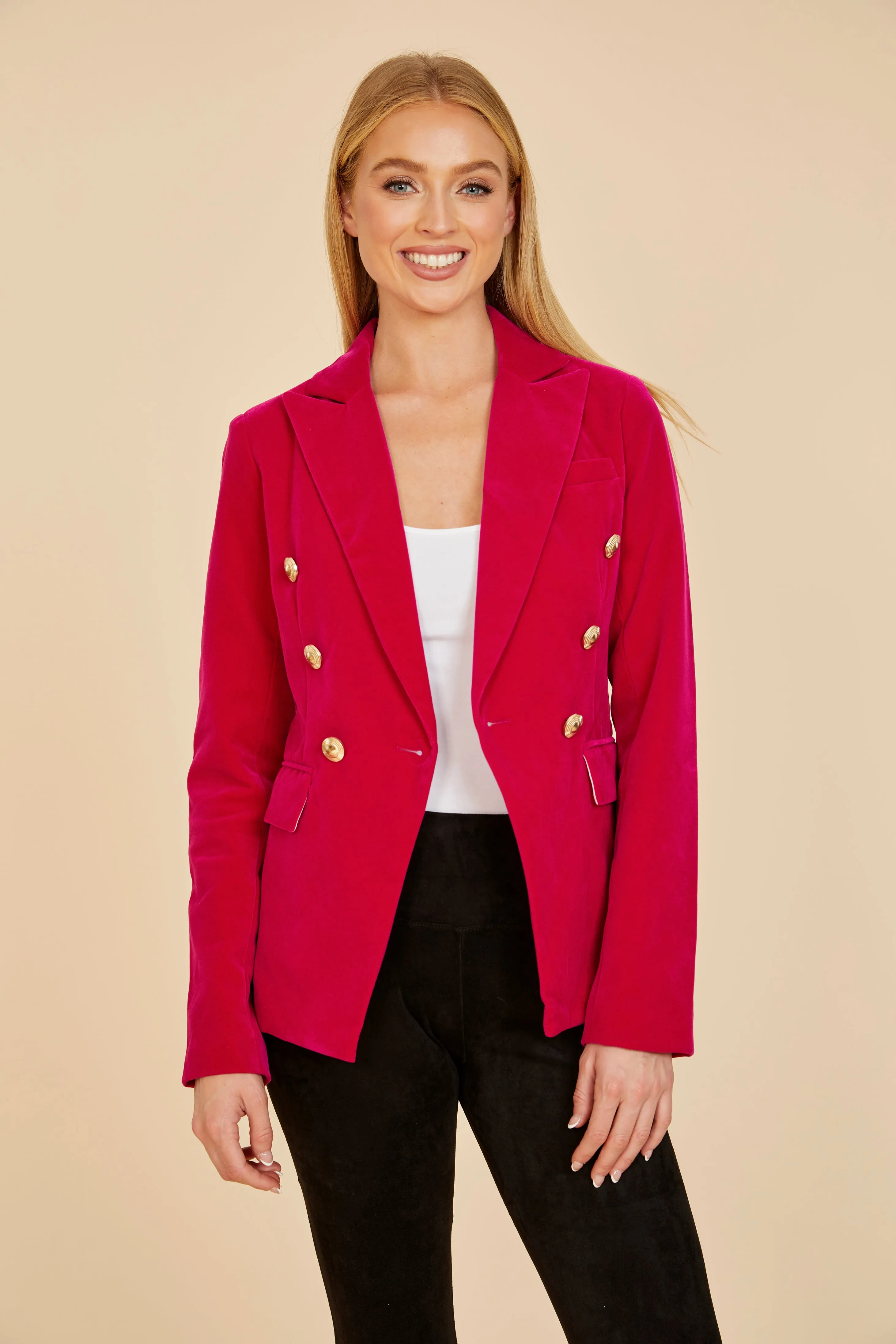 Double Breasted Velvet Blazer