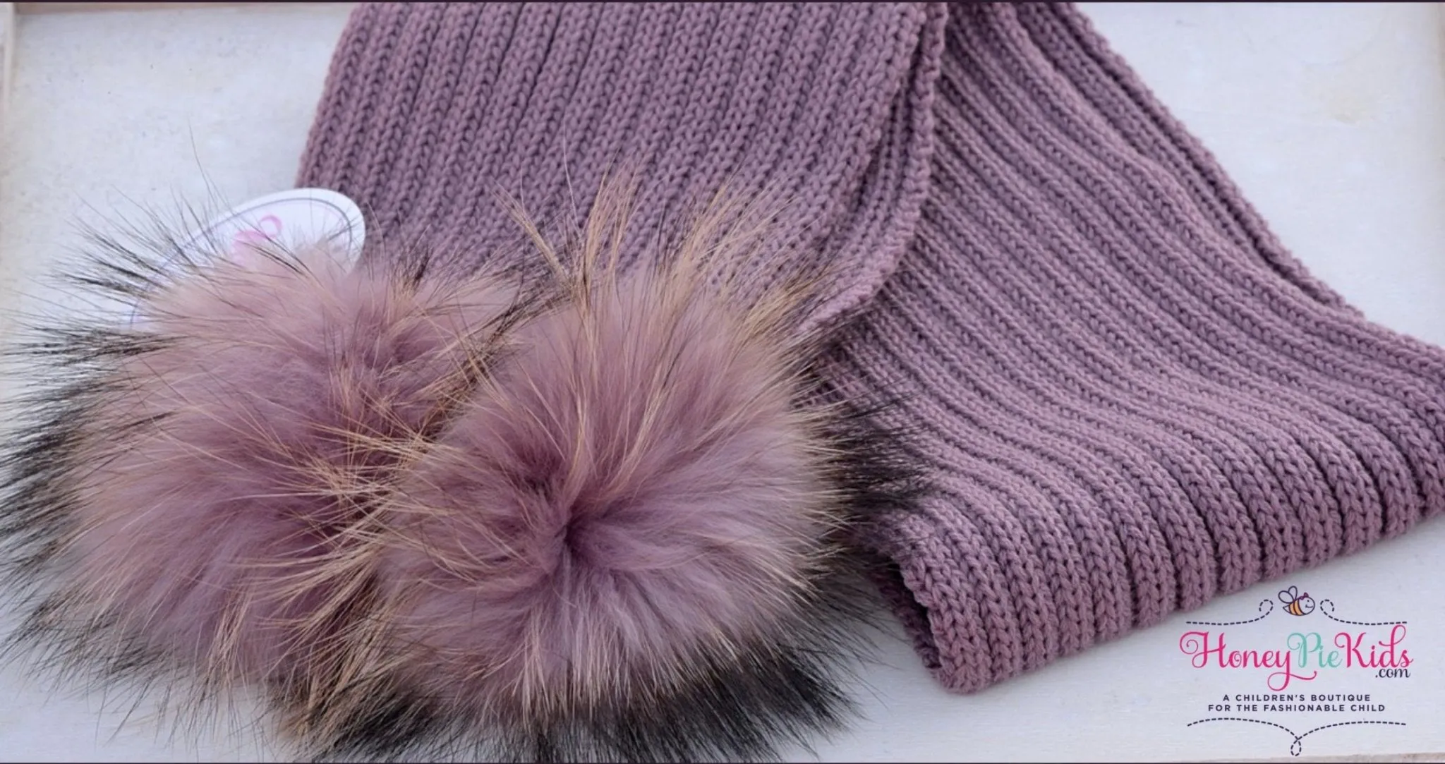 Double Fur Pom Knit Scarves-  5 Color Choices