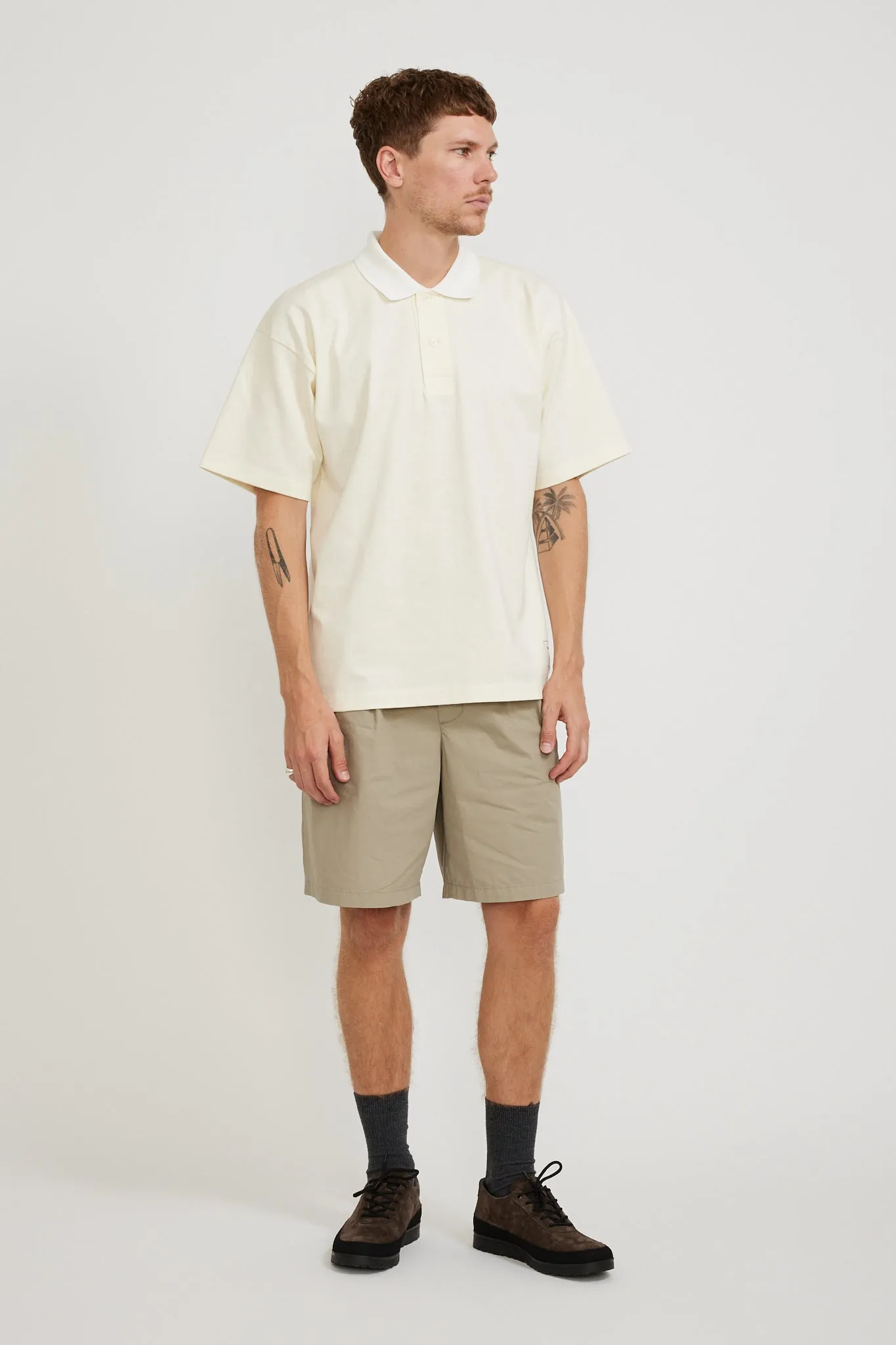 Espen Loose Printed S/S Polo Ecru