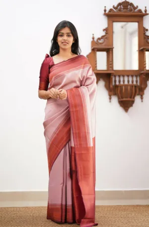 Flattering Baby Pink Soft Silk Saree With Precious Blouse Piece