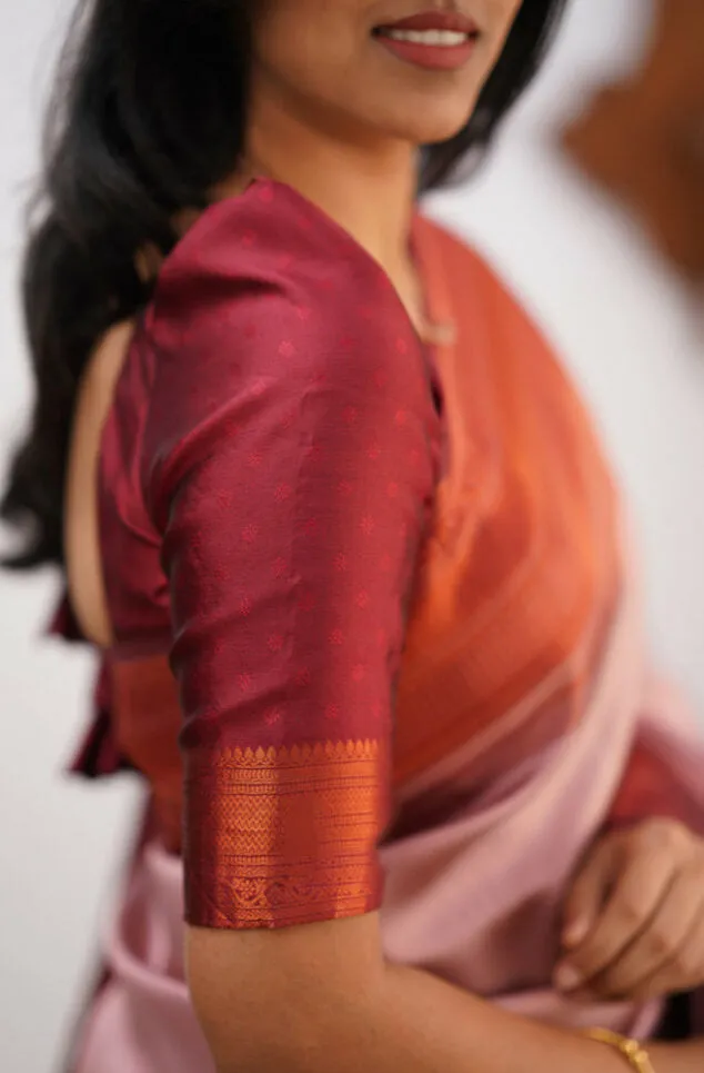 Flattering Baby Pink Soft Silk Saree With Precious Blouse Piece