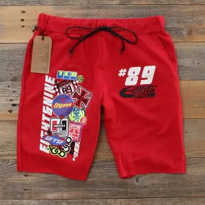 Garage Built Cut Off Terry Shorts Red