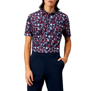 G/Fore Palm Fronds Tech Pique Slim Fit Golf Shirt - Twilight