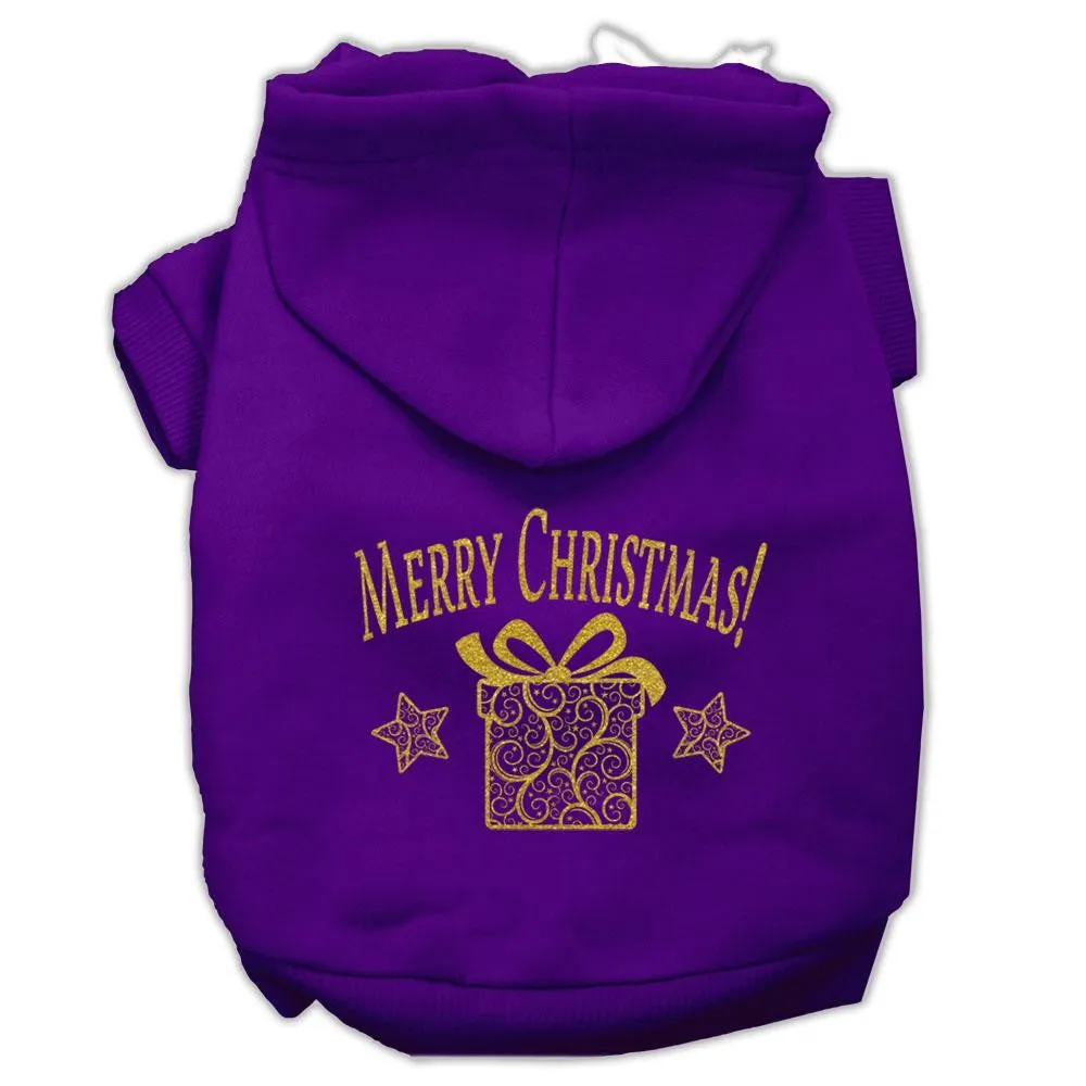 Golden Christmas Present Pet Hoodies Purple Size XXXL (20)