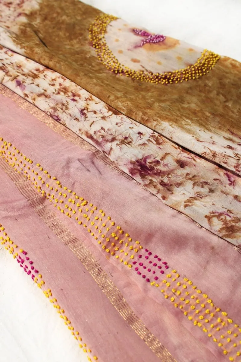 Handwoven Krishna Maheshwari Saree- Imprinted With Marigold & Rose