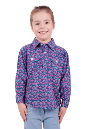 Hard Slog Kids Bella Half Placket L/S Shirt - Navy - H3S7101151