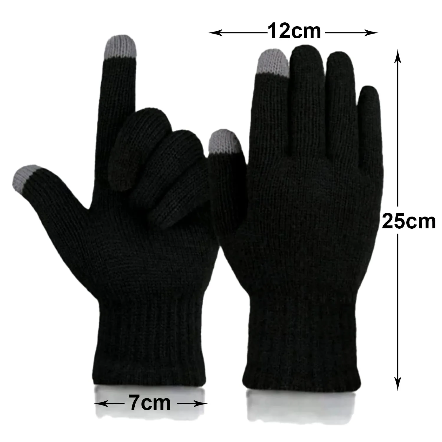 Heart Home Unisex Winter Gloves|Touchscreen Woolen Gloves for Men and women|Warm Winter Woolen Stretchable Gloves|1 Pair| (Black)