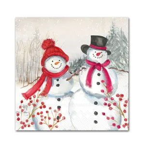 Holiday Snowmen Family Paper Beverage Napkins