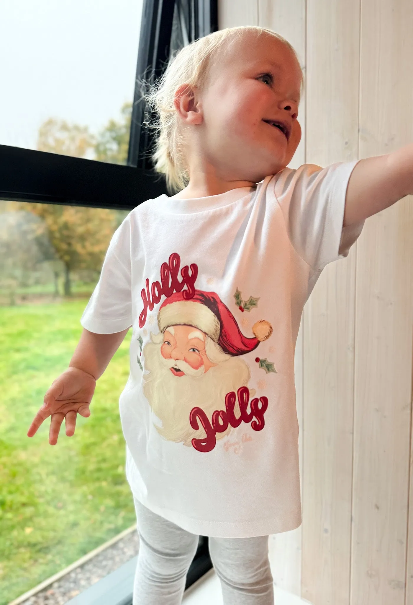 Holly Jolly Santa Organic Cotton Childrens T-Shirt