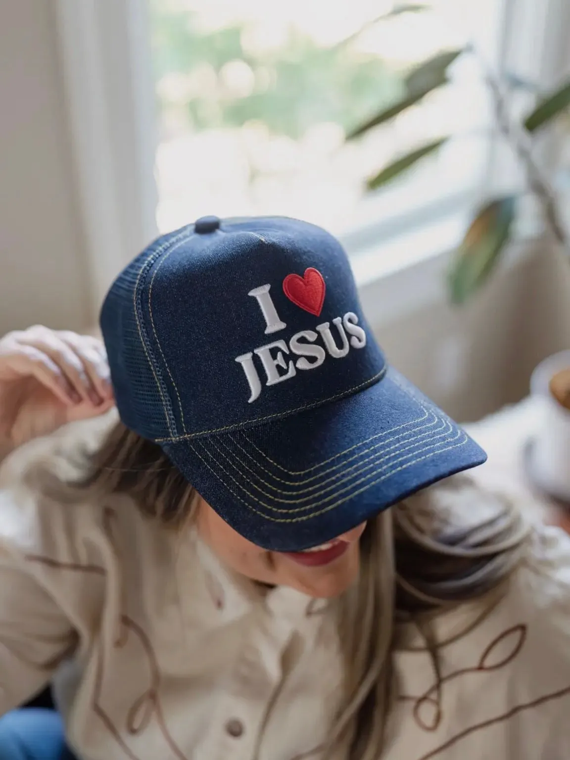 ‘I ❤️ Jesus’ Embroidered Trucker Hat