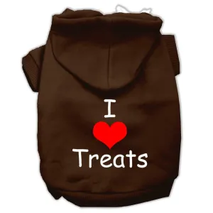 I Love Treats Screen Print Pet Hoodies Brown Size Med (12)