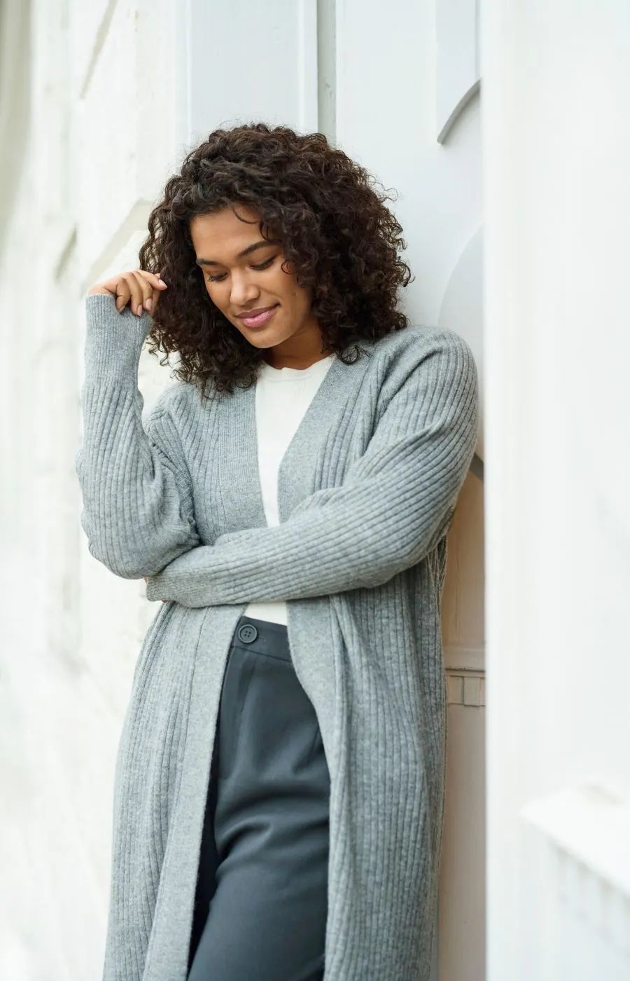 Kaffe Curve Rinye Cardigan in Grey