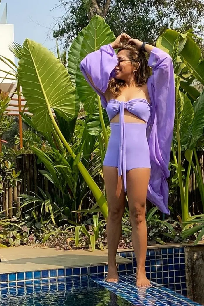 Khushi Kapoor in our Jet-Set-Flirter CoverUp- Lavender